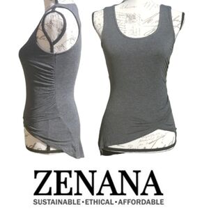 Ruched Hi-Lo Fitted Gray Tank Top *S-M